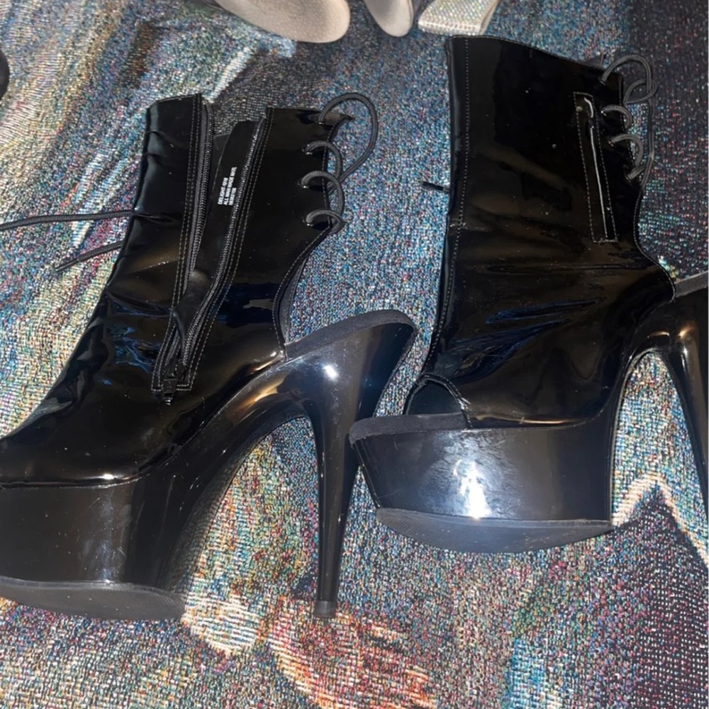 black pleaser ankle boots